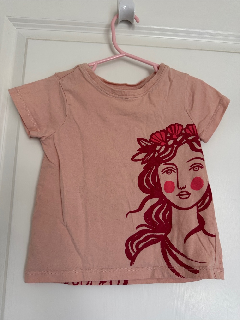 Kids Pink Graphic Tee with Mermaid Portrait | Size 4